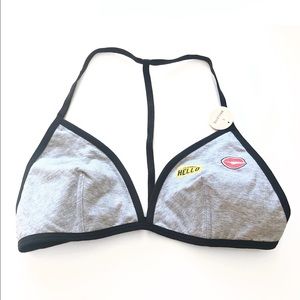 Forever 21 Gray Bra with Patches Size Large Brand New With Tags